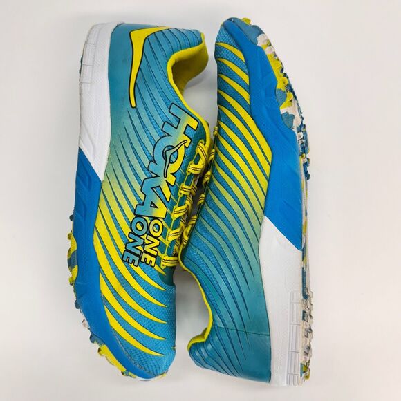 Hoka One One Evo XC Spikeless Running Shoes Men Sz 9 Blue Yellow 1108396 Lace Up - Picture 7 of 11
